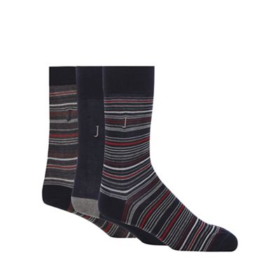 J by Jasper Conran Pack of three navy striped socks